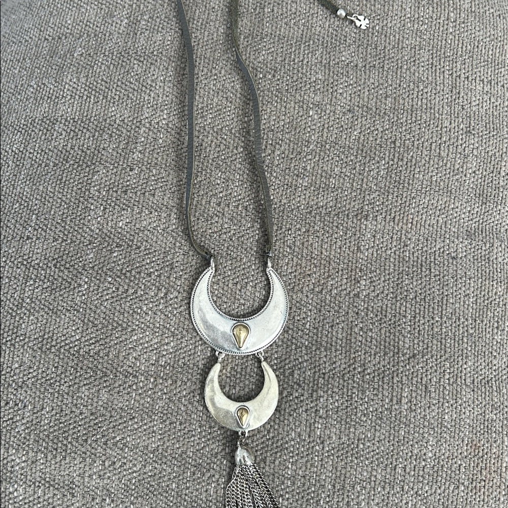 Silver Crescent Moon Pendant Necklace